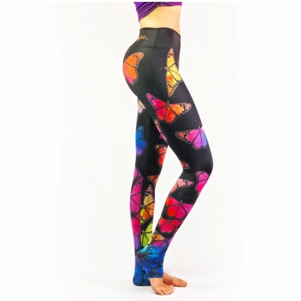Yoganastix Butterflies leggings stretch yoga NWT M - Picture 3 of 11